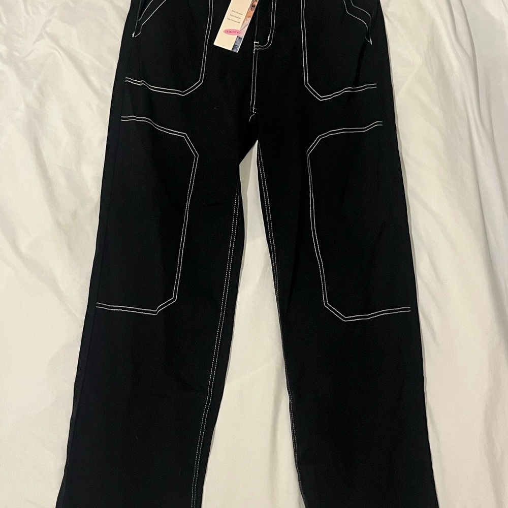 NWT Black Relaxed Jeans with Contrast Stitching